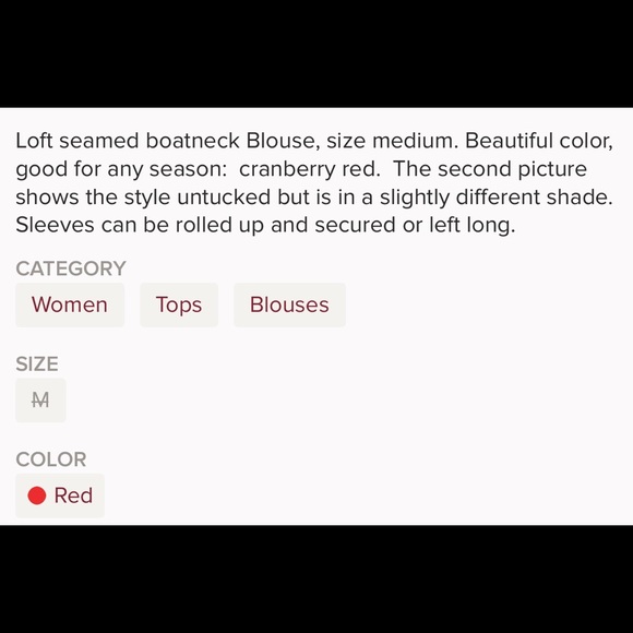 Loft Cranberry boatneck blouse - Picture 8 of 8